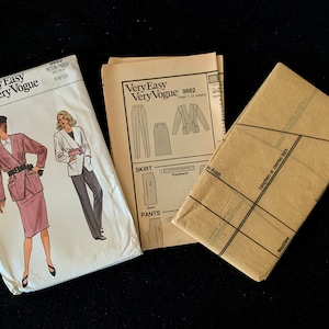 80&#39;s Vogue Very Easy Misses Jacket, Skirt and pants  Sewing Pattern 9662 - Size - 6-8-10 - UNCUT