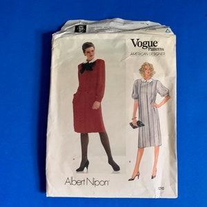 UNCUT Vogue 1210 American Designer Albert Nipon - Misses Dress and Belt Sewing Pattern - Size 14, Bust 36&quot;