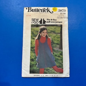 Butterick 3873 Sew & Go A-line pull-over jumper Sewing Pattern - Size 4- Uncut or Size 6 - Cut and Complete