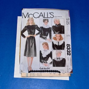 UNCUT McCall&#39;s 8332 Misses Dress and Collars Sewing Pattern - Size 10-12-14 - Missing envelope