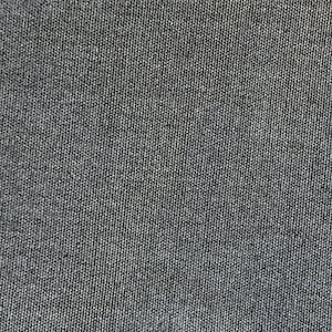 May include: Close-up of a textured, gray fabric. The material has a woven appearance with vertical lines and a slightly mottled effect, creating a subtle pattern. The fabric appears to be a medium weight, suitable for various apparel or home decor applications.