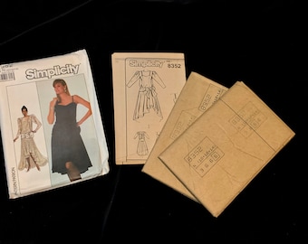 80's Simplicity Misses Dress in two lengths - drop waist - sewing pattern 8352 Size 10,  12, 14, - Bust 34 1/2  - 38" - UNCUT