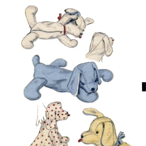 PDF Sleeping Puppy Dog Sewing Pattern 1940's Advance 6588 Sewing Pattern - A4/Letter Paper - Stuffed animal or Pajama Bag - Digital