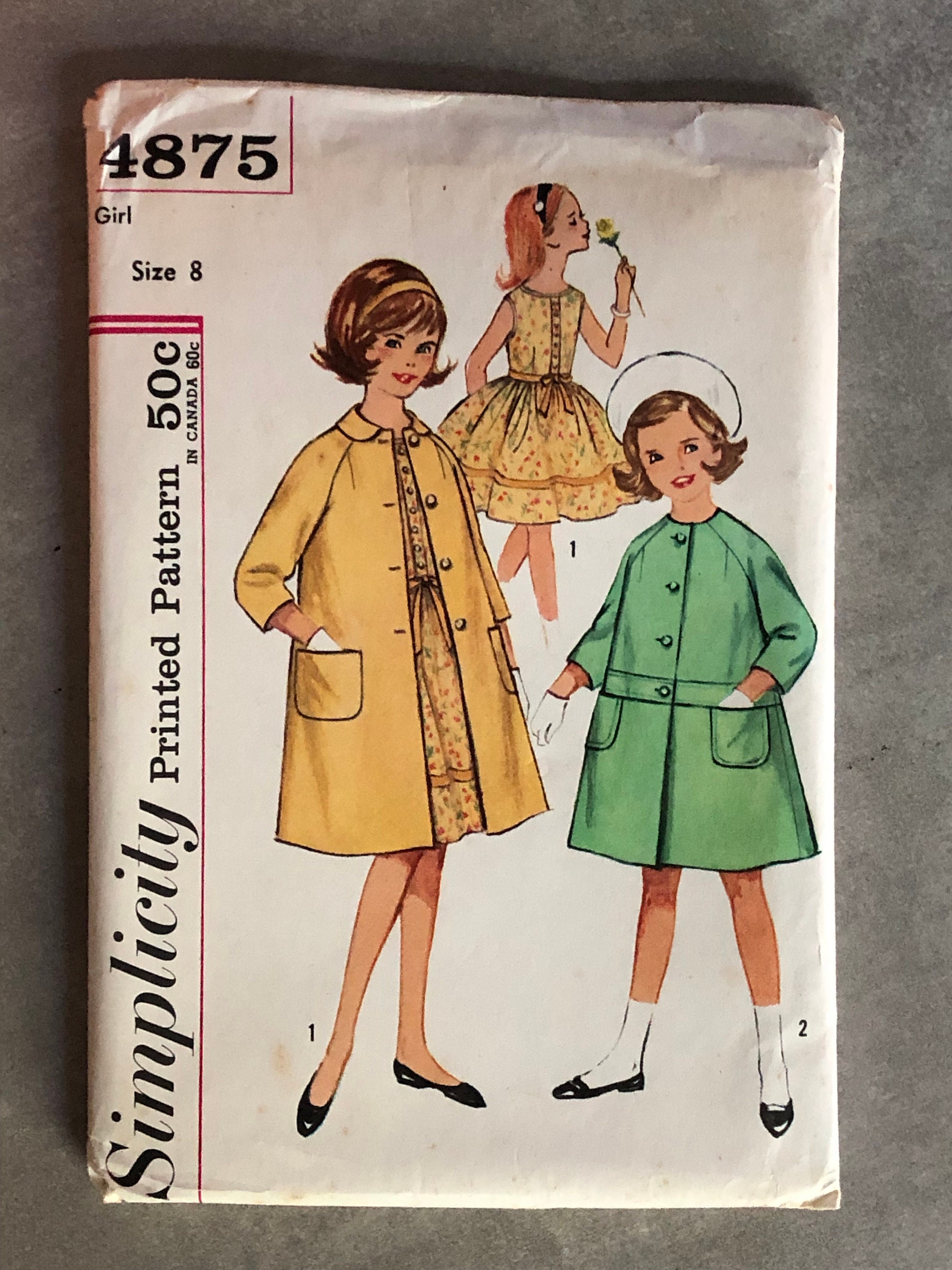 Simplicity 4875 Sewing Pattern Girls One Piece Dress And Etsy