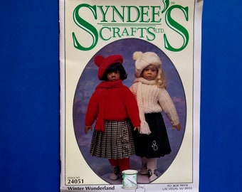 Uncut Syndee's  Dolls 24"  Doll clothes, Skirt, Pants  sewing pattern and Sweater Set knitting pattern 24051- Winter Wonderland