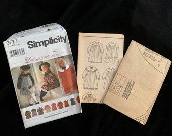 Simplicity Childs' dress - Design. your own Sewing Pattern 9777- Sizes AA - 2, 3, 4   - Knee length with peter pan or portrait collar -UNCUT