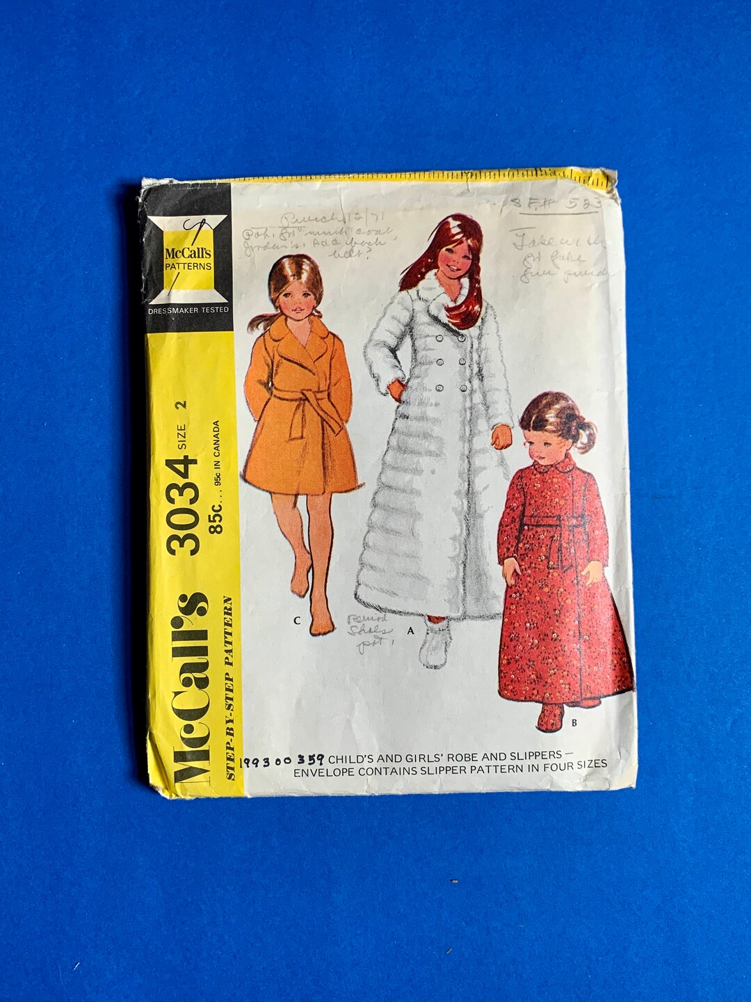 UNCUT Mccall's 3034 Child's Robe and Slippers Sewing Pattern Size 2, Breast 21 Etsy