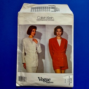 Vogue 2919 Calvin Klein - Molde de Costura para Jaqueta Misses - Tamanho 8-10, Busto 31 1/2 - 32 1/2&quot; - Corte e Finalize