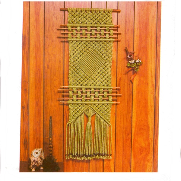 PDF Wall Hanging,  Diamond Rod Design - Macrame instructions  1970's - DIY Digital Download of pattern and knot instructions