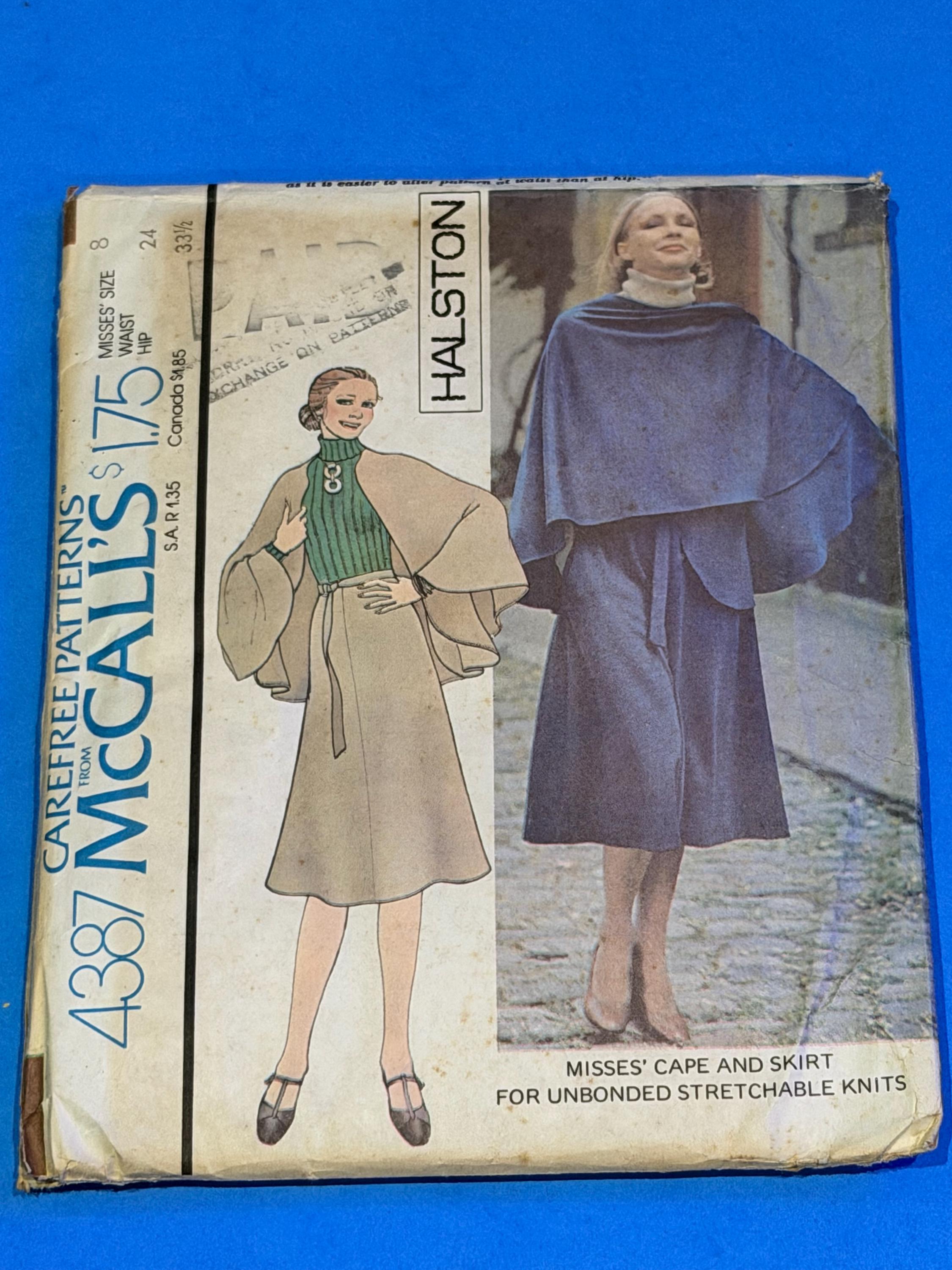 Mccall's 4387 Halston Misses Cape and Skirt Sewing Pattern for