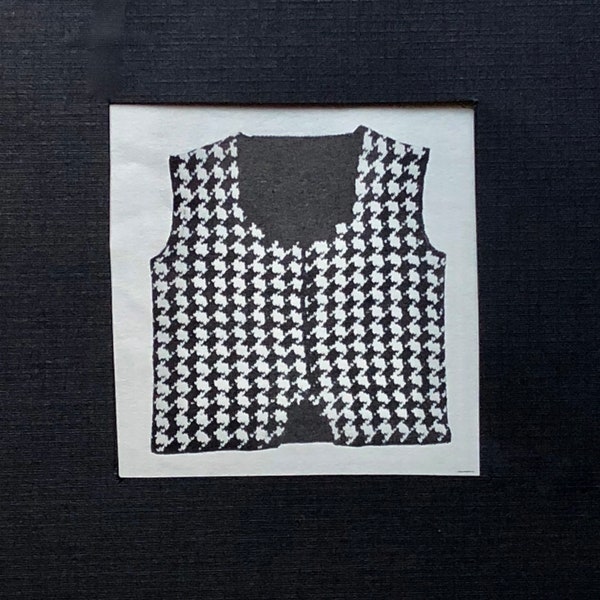 1960s Knitting Pattern PDF / Vintage 60s Women's Houndstooth vest  - crop top/ Digital Delivery