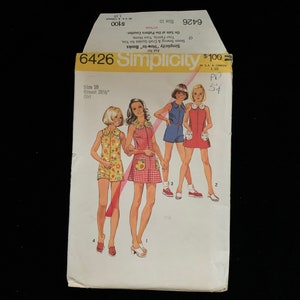 1970&#39;s Simplicity 6426 Girls&#39; short summer dress and jumpsuit Sewing Pattern  - Size 7 - compete or Size 10 - Uncut