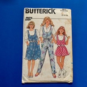 UNCUT Butterick 3917 Girl&#39;s A-line Jumper and Jumpsuit  sewing pattern - Size 7-8-10