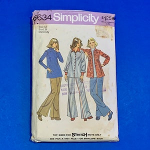 Simplicity Misses Maternity 6634 Top, Shirt-jacket wide-leg pants Sewing pattern Size - 12, Bust 34", Hips 36" -Cut and Complete