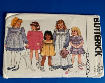Patrón de costura para vestido y delantal infantil Butterick 6711 SIN CORTAR - Tallas 4-5-6