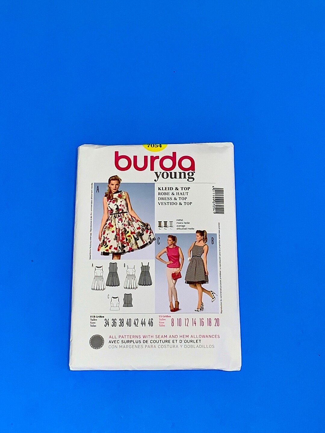 Patron Burda - Robe Sans Manches Courte/longue, Tailles 36 à 46, Patron Neuf Non Découpé
