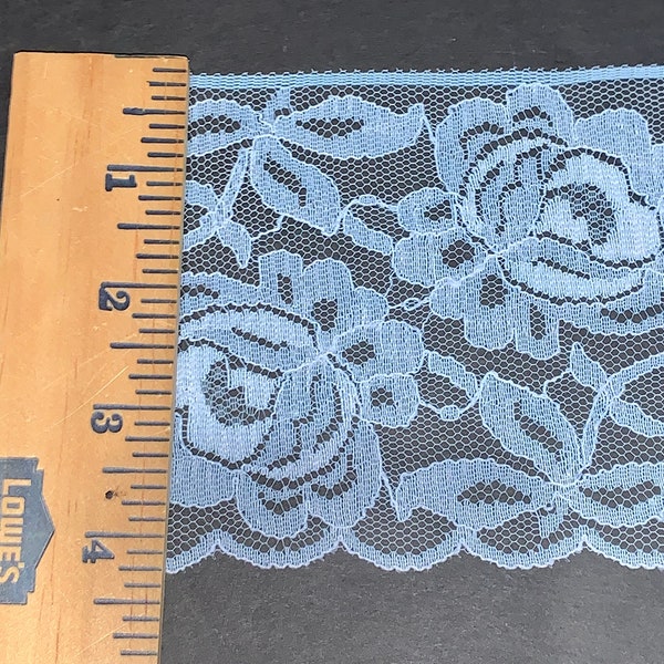 Vintage 4 1/4 inch Scalloped edge Blue lace trim - 2 yards