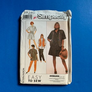 UNCUT Simplicity 9522  Misses Pull-on pants and culottes - oversized shirt and vest Sewing Pattern  - All Sizes - Petite, Sm, Med, Lg, X-Lg