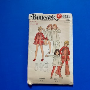Butterick 6521 - Child or Girls&#39; Dress, Pants and Shorts - Smock top sewing pattern - Size 6 Uncut - Size 8 - Cut and Complete