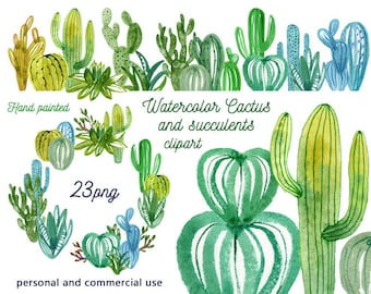 Cactus clipart, watercolor cactus clip art, cactus illustration, succulent, cactus wreath, cactus border, clipart border png, commercial use
