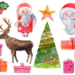 Santa Claus Clipart. Watercolor Hand-painted Christmas Clip Art ...