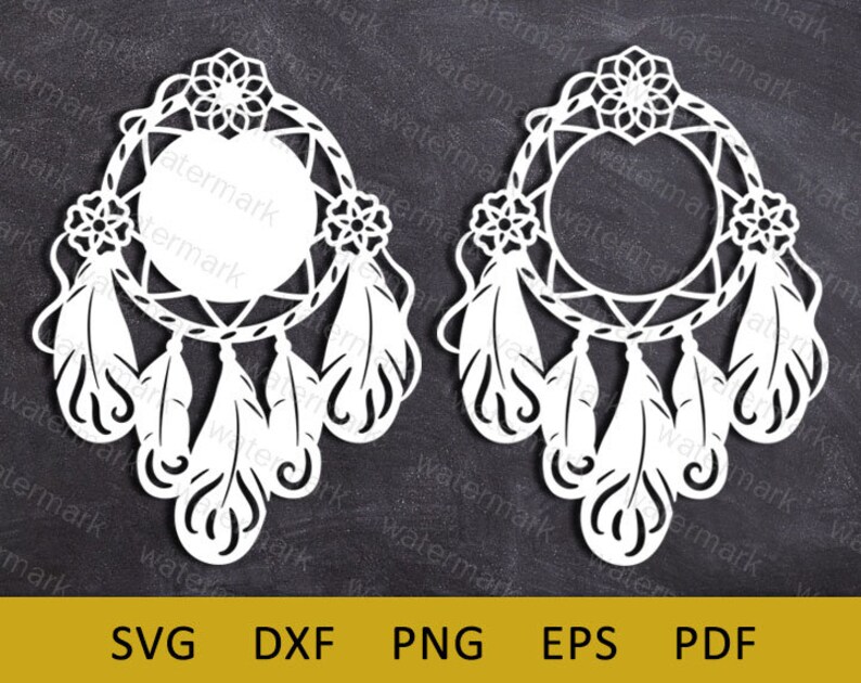 svg file for cricut dreamcatcher Dream catcher svg dxf Silhouette monogram frame svg Cricut feathers wedding svg Cut file design