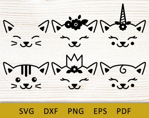 Download Cat Face Svg Cat Faces Bundle Svg Cute Cat Baby Design Cat Unicorn Svg Decal Vinyl Cut File Cricut Dxf Laser Cut Commercial Use