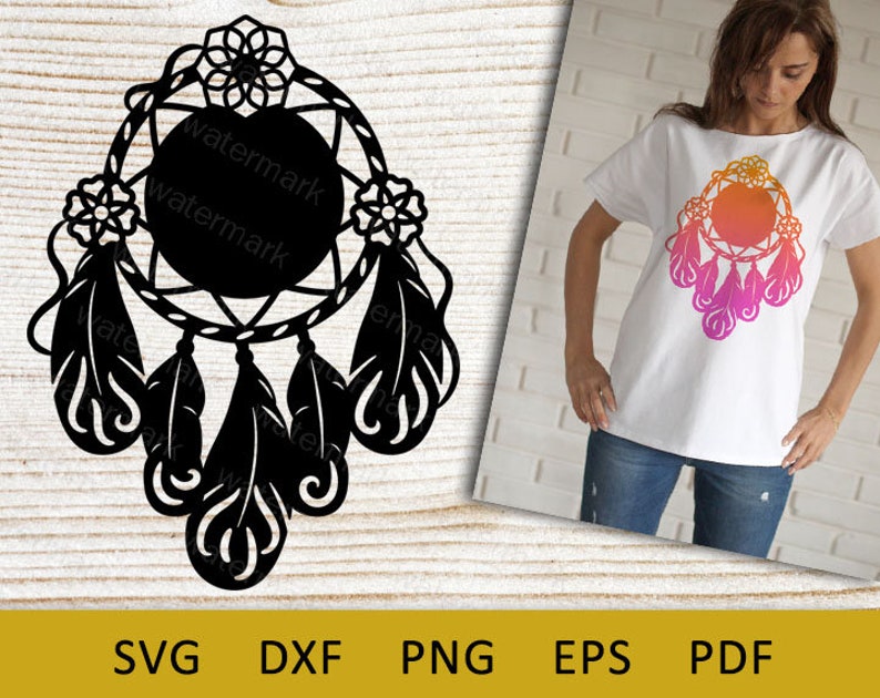 svg file for cricut dreamcatcher Dream catcher svg dxf Silhouette monogram frame svg Cricut feathers wedding svg Cut file design