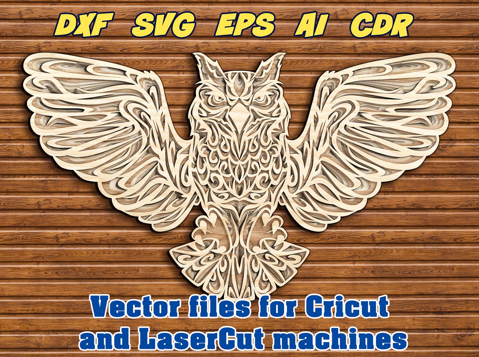 Download Laser cut vector model multilayer Owl mandala, cnc plan ...
