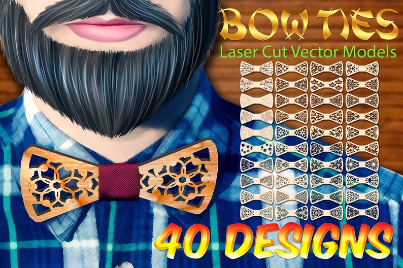 cnc plan Bow ties 40 designs vector model for laser cut DXF CDR ai svg dxf any thicknes instant download