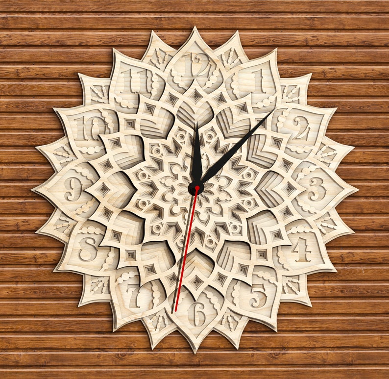 Download Laser cut vector model multilayer mandala clock | Etsy