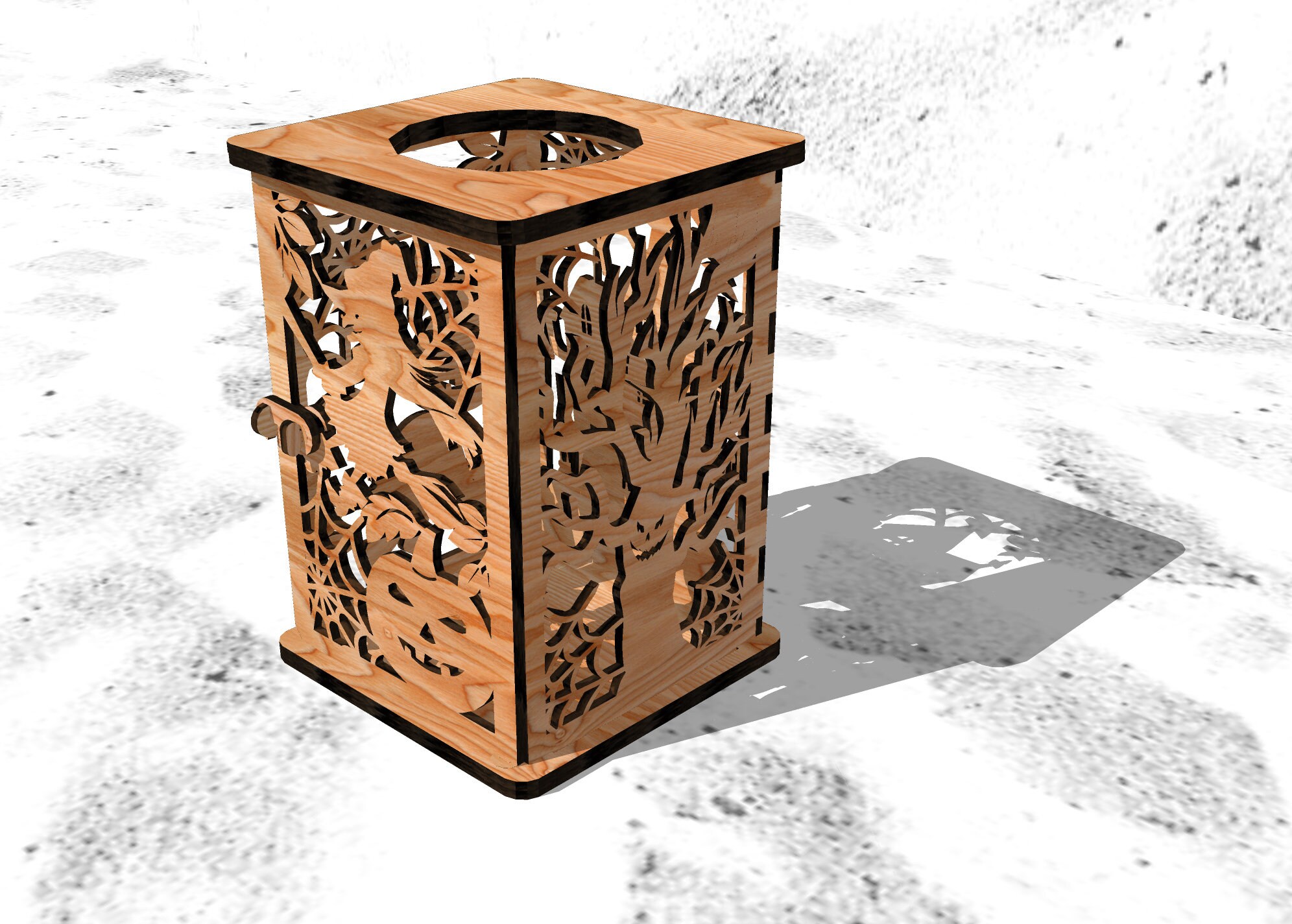 Small halloween candle holder laser cut vector model cnc plan Etsy