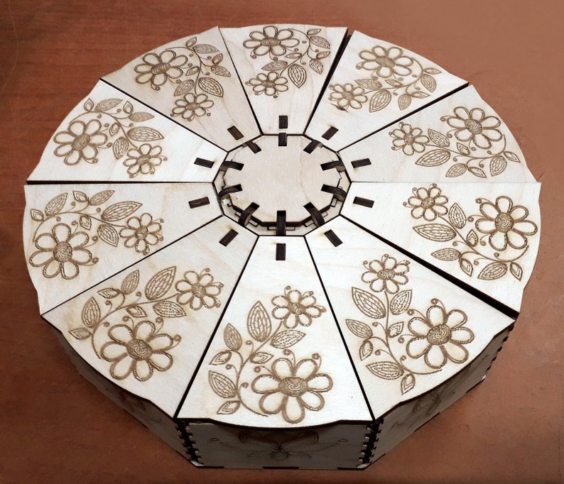 Download Cake flower BOX vector model for laser cut cnc 3 mm DXF ...