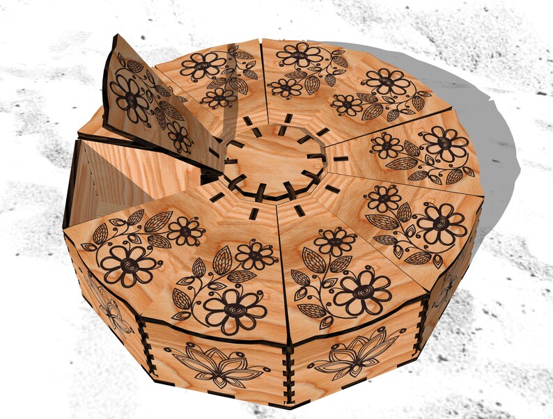 Download Cake flower BOX vector model for laser cut cnc 3 mm DXF ...