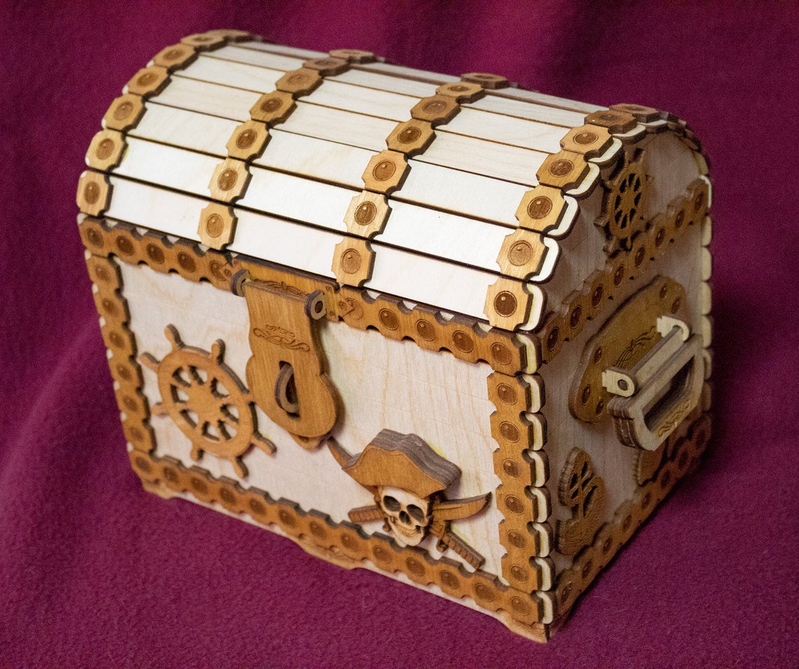Pirate treasure chest vector model for laser cut cnc plan 3 Etsy