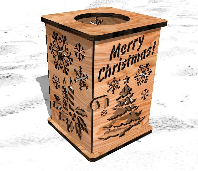 Small christmas candle holder laser cut vector model cnc plan Etsy