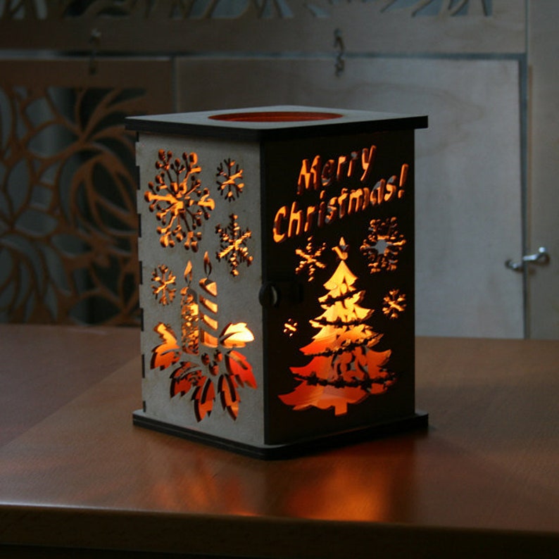 Small christmas candle holder laser cut vector model cnc plan Etsy
