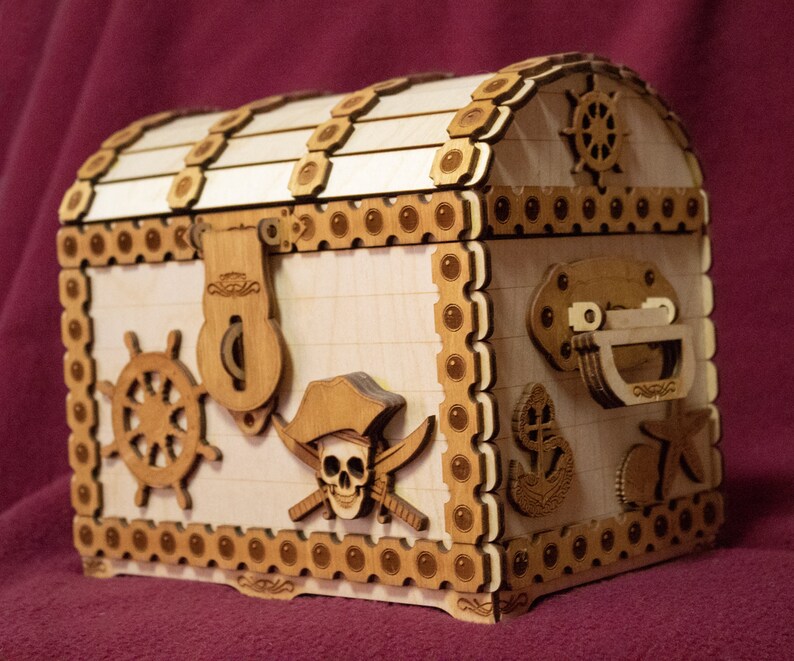 Pirate treasure chest vector model for laser cut cnc plan 3 Etsy