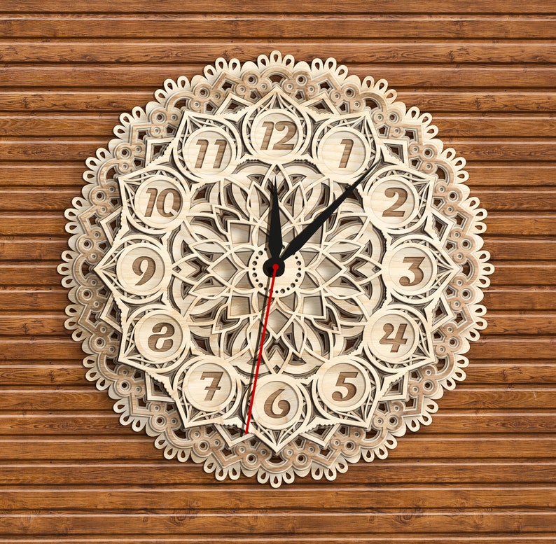 Download Laser cut vector model multilayer mandala clock | Etsy