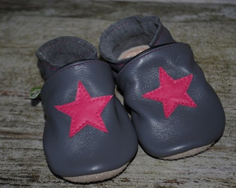 Crawling shoes star, grey-pink