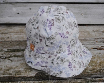 Muslin sun hat, summer hat, cream flowers
