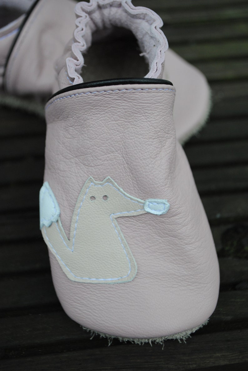 Crab Shoes fox hedgehog with Name, powder pink cream image 3