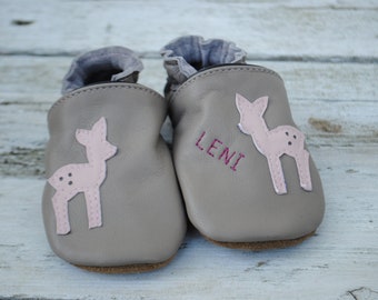 Fawn crawling shoes, nude-powder pink