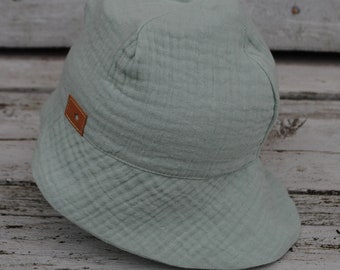 Chapeau de soleil en mousseline, chapeau d'été, menthe unie