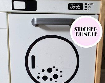 Play kitchen washing machine/dryer personalised VINYL STICKERS suit ikea duktig hack