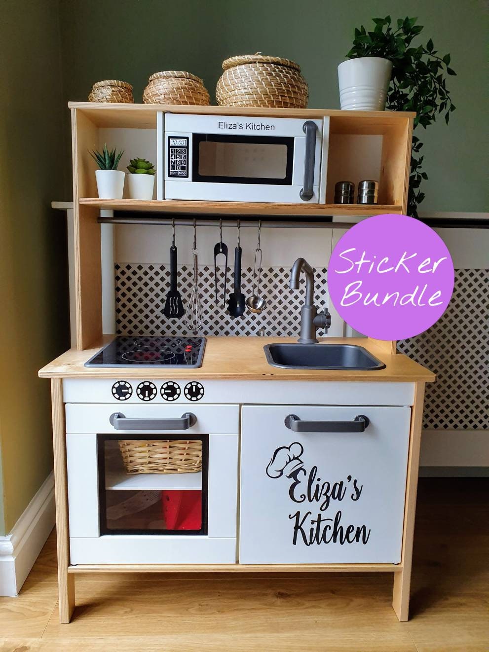 Personalised toy play kitchen STICKER BUNDLE suit ikea duktig Etsy