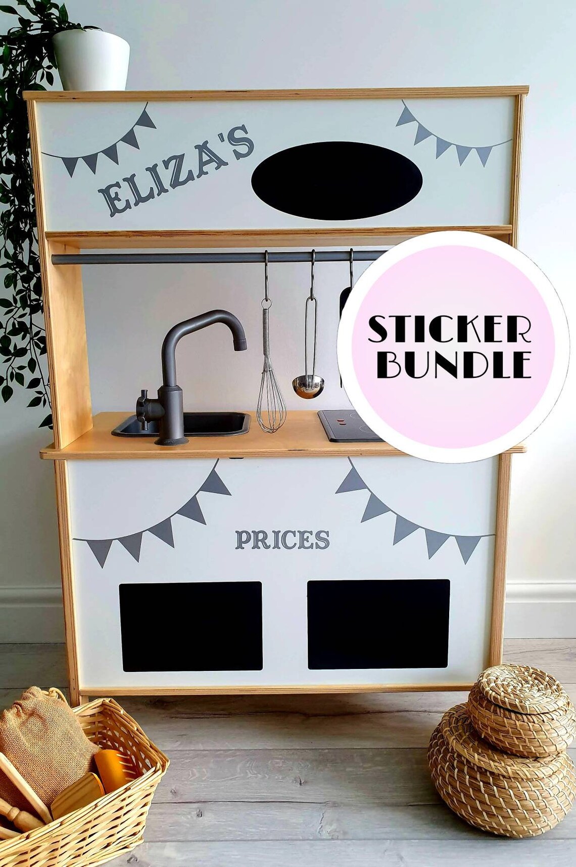 Play kitchen STICKER decals custom pack bundle for back turn Etsy