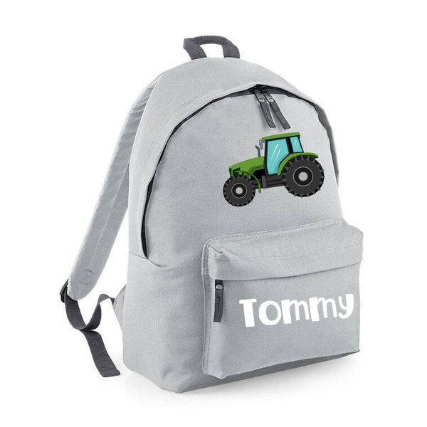 Personalised Backpack School Bag Rucksack, Green Tractor, Any Name, Choice of Bag Size and Colour,  208