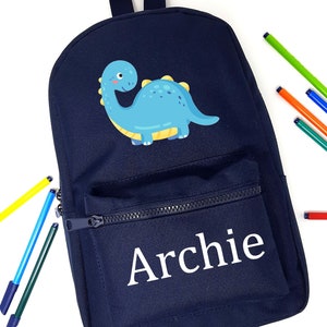 sac à dos personnalisé sac à dos, joli design de dinosaure bleu, n’importe quel nom, choix de la couleur du sac, 202
