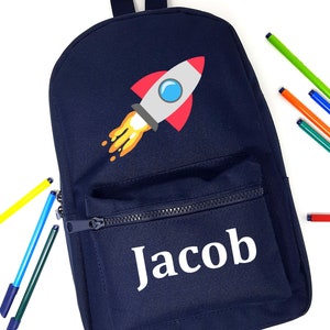 Sac à dos personnalisé Sac d’école Sac à dos, Conception de fusée de vaisseau spatial, N’importe quel nom, Choix de la couleur du sac, 207